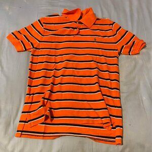 Polo Ralph Lauren Orange, Black & White Striped Shirt